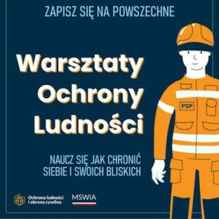 Plakat z mężczyzną w mundurze i kasku z napisami