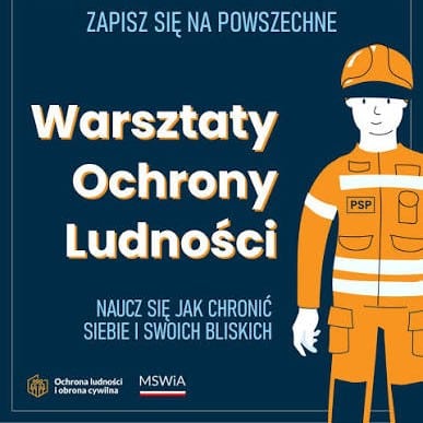 Plakat z mężczyzną w mundurze i kasku z napisami